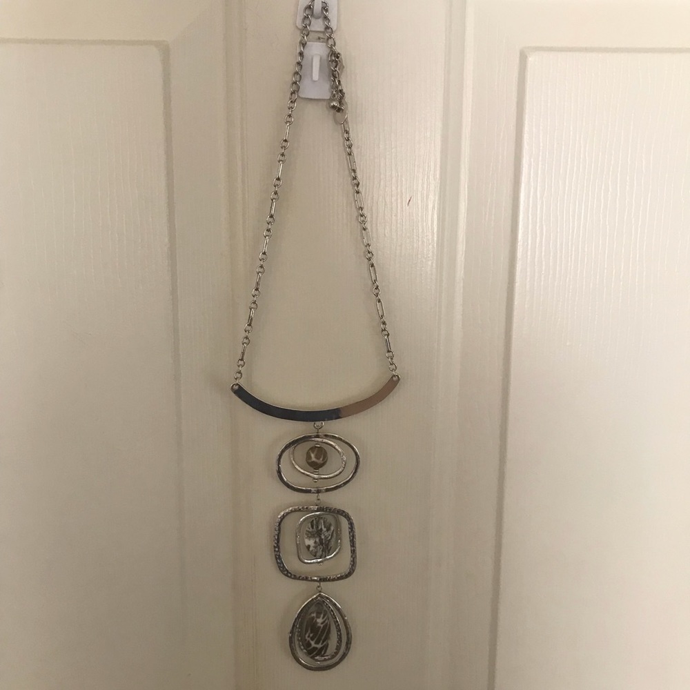 silver statement necklace & earrings